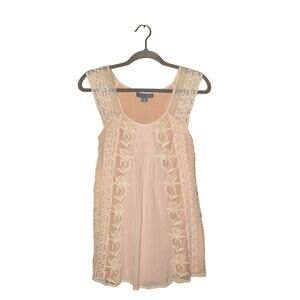 LIL ANTHROPOLOGIE $118 Lined Sheer Lace Embroidered Boho Tunic Tank Top XS